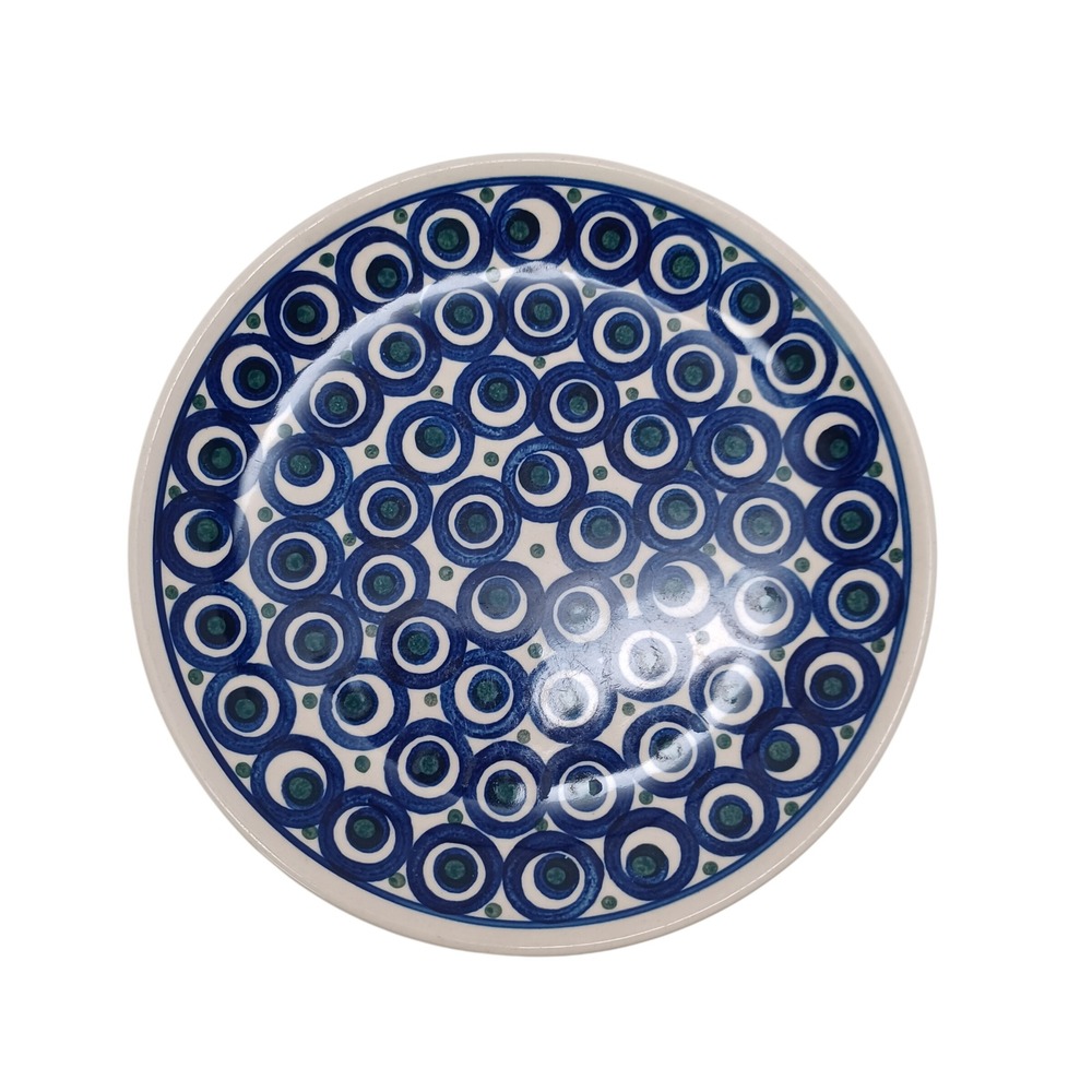 Boleslawiec Polish Pottery Peacock Eye Pattern 7.5 Inch Plate Handmade Poland